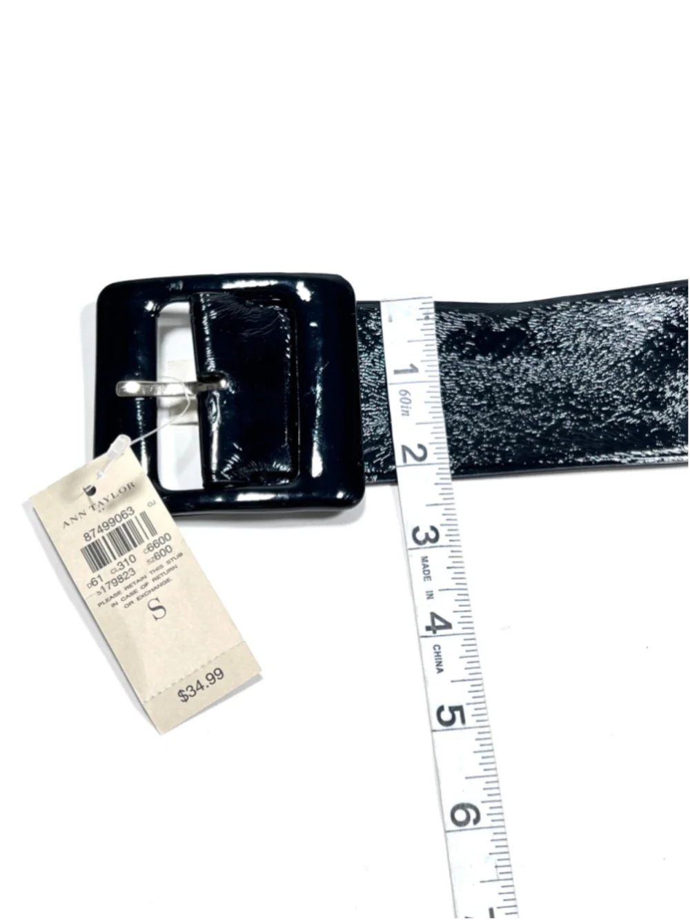 NWT Ann Taylor Black Patent Leather Belt S Defects